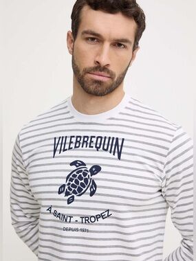 Vilebrequin Turtle Logo Cotton Striped Crewneck Sweatshirt Sweater NWT size L